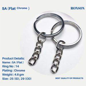 SA Flat Chrome Keychain ring